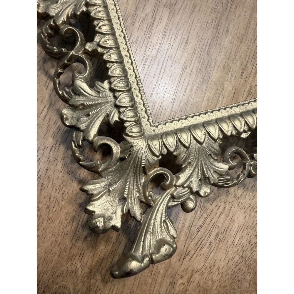 Vintage Ornate Gold Tone Picture Frame Easel Metal Baroque Rococo 8x10